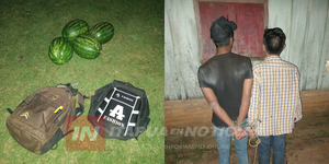 DOS SUJETOS FUERON APREHENDIDOS POR HURTAR SANDÍAS EN ALTO VERÁ