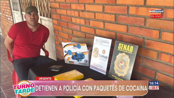 Un suboficial de la policía nacional detenido con kilos de cocaína en Mariano Roque Alonso