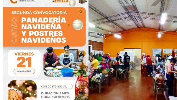 Centro de Participación Vecinal del barrio San Pedro lanza segunda edición del curso de Panadería y Postres Navideños