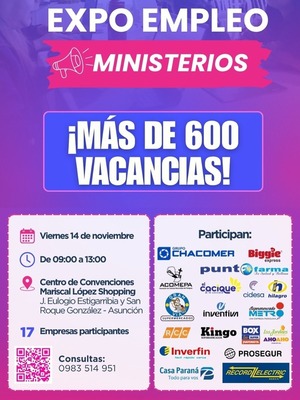 Expo Empleo Ministerios abre hoy más de 600 oportunidades laborales en Asunción - ADN Digital
