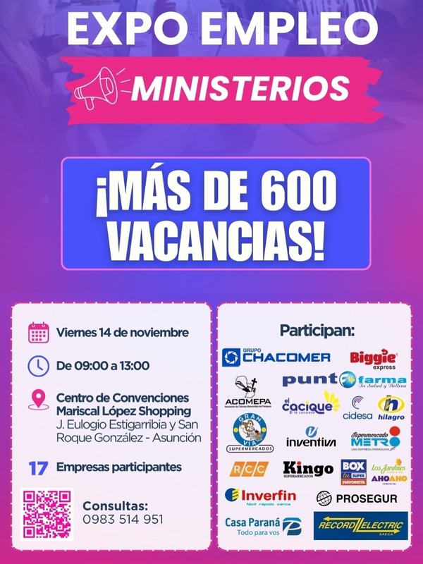 Expo Empleo Ministerios abre hoy más de 600 oportunidades laborales en Asunción - ADN Digital