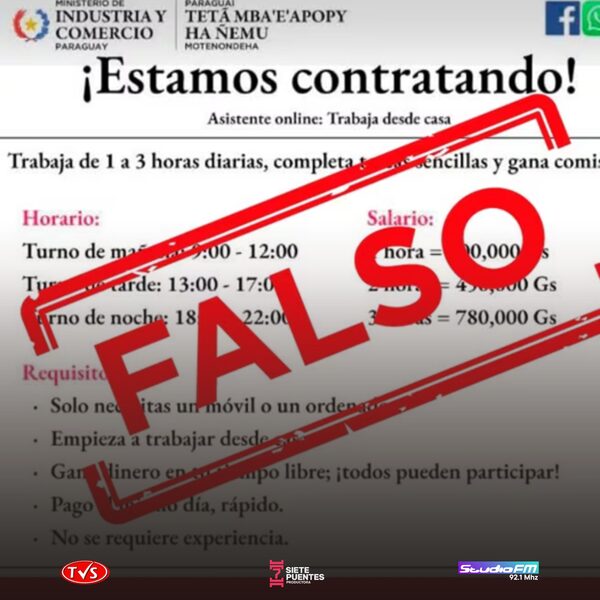 ALERTA: CIRCULAN ESTAFAS LABORALES QUE USAN ILEGÍTIMAMENTE EL NOMBRE DEL GOBIERNO - «TVS DIGITAL»