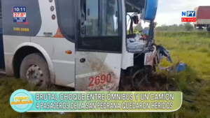 Brutal choque entre ómnibus y un camión deja múltiples heridos en San Estanislao