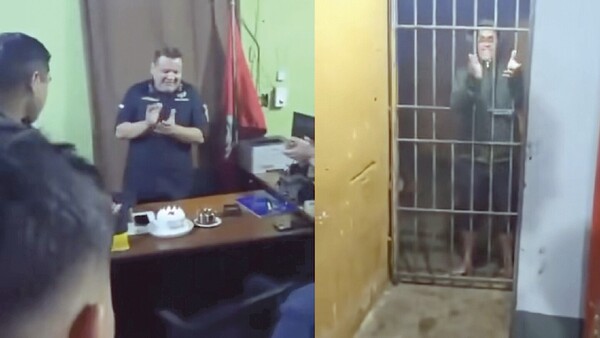 Hasta el preso le aplaudió al comisario en su cumpleaños