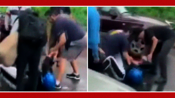 Video: Motociclista peleó a los golpes con un profesor y un alumno en Itauguá