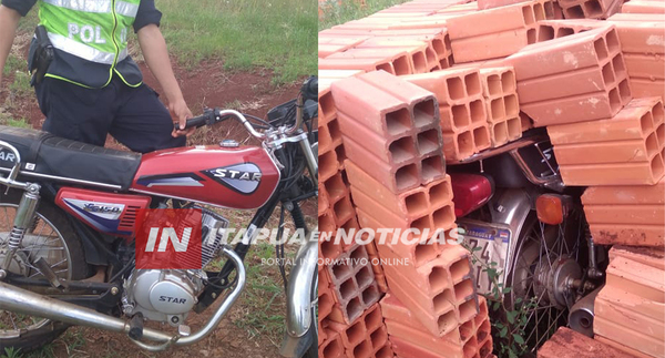 CAMBYRETÁ: ENTRE LADRILLOS RECUPERAN MOTOCICLETA HURTADA