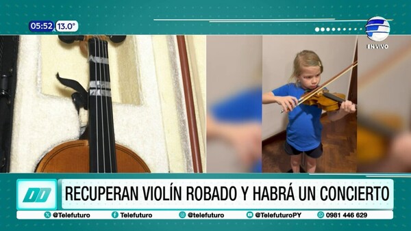 Niña recupera violín tras hurto domiciliario