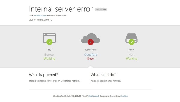 Falla en Cloudflare, servicio de internet que afectó a X y otros sitios con su caída mundial