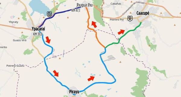 Aplicarán desvíos este jueves en Ypacaraí por obras en la ruta PY02