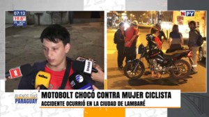 Accidente en Lambaré: controversia por choque de motociclista contra mujer ciclista