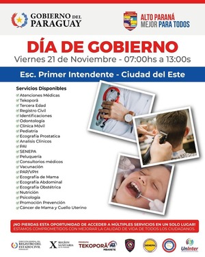 Día de Gobierno: acercan más de 20 servicios gratuitos a vecinos de CDE - ADN Digital