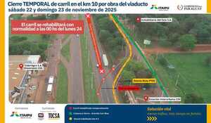 Ciudad del Este: Anuncian cierre temporal de un carril en el Km 10, por obras del viaducto - ADN Digital