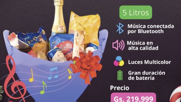 Las canastas navideñas con parlante y luces led arrasan