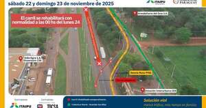 La Nación / Obra para viaducto Km 10: Itaipú anuncia cierre temporal de un carril de la Ruta PY02
