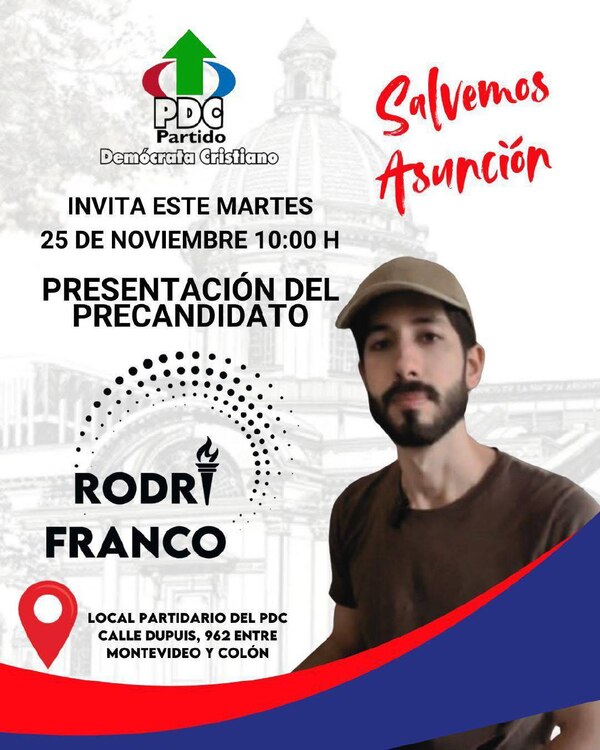 El Partido Demócrata Cristiano lanza a Rodrigo “Bukele’i” Franco y se desmarca del acuerdo opositor - El Trueno