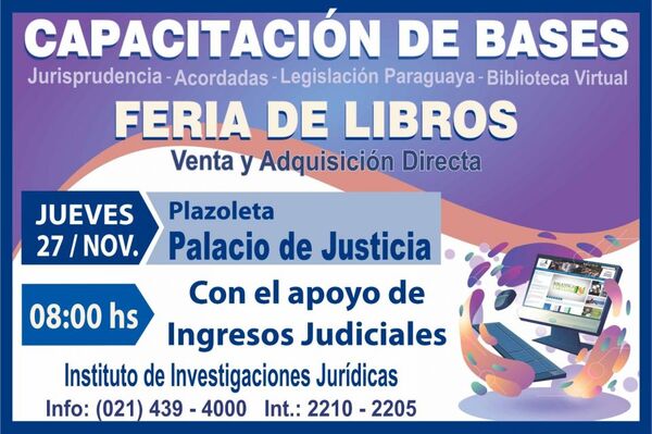 Realizarán feria de libros y capacitación de bases de datos jurídicos