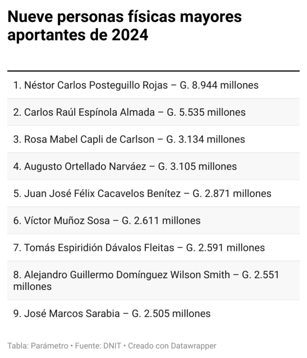 Ranking 2024: solo nueve personas físicas figuran entre los mayores aportantes del país - Info Alto Parana