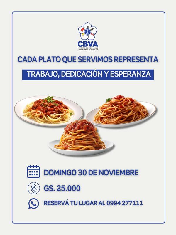 Para solventar gastos, bomberos de Asunción organizan gran tallarinada - trece