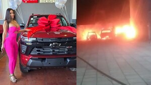 Modelo cree que una doña celosa mandó quemar su camioneta