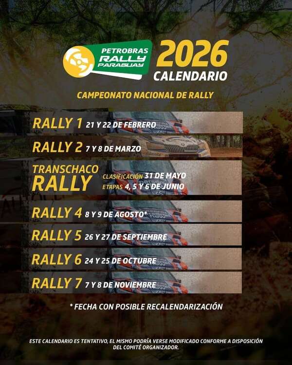 Campeonato Nacional de Rally 2026: Con varios cambios el nuevo calendario - ABC Motor - ABC Color