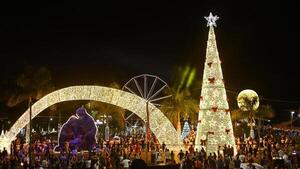 Despliegue de luz y fe: CDE enciende su árbol de Navidad de 18 metros y el Bosque Encantado