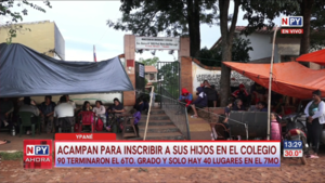 Padres acampan frente a un colegio de Ypané para inscribir a sus hijos