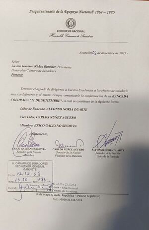 Noria, Núñez y Galeano conforman la nueva Bancada Colorada “11 de Setiembre” - El Trueno