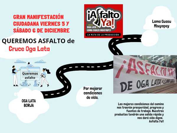 Anuncian manifestación y cierre total de ruta por el asfalto Borja-Mbuyapey