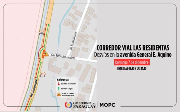 Implementan desvíos temporales en la avenida Elizardo Aquino durante el fin de semana