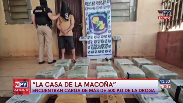 Incautan más de media tonelada de marihuana en una vivienda de Pedro Juan Caballero