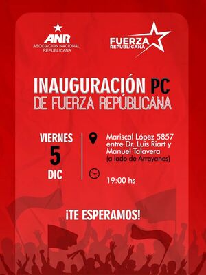 Fuerza Republicana inaugurará hoy su Puesto Comando sobre Mcal. López