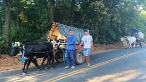 Lenta peregrinación en carretas: Fe y tradición que persisten en el tiempo