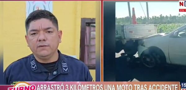 Conductor arrastra una moto por tres kilómetros tras accidente en Caaguazú