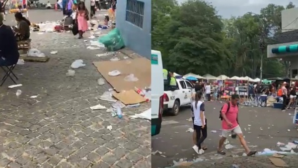 Basura acumulada tras la fiesta mariana en Caacupé