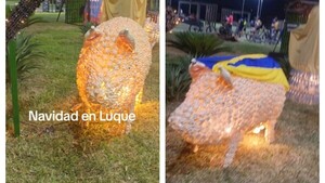 Chanchón adorna pesebre en Luque