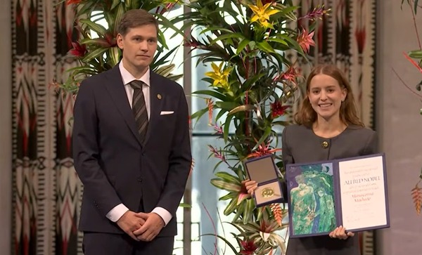Hija de María Corina Machado recibe el Premio Nobel de la Paz 2025, quien estuvo ausente en la ceremonia