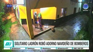 ¡Lamentable! Solitario ladrón roba adornos navideños de bomberos en Encarnación