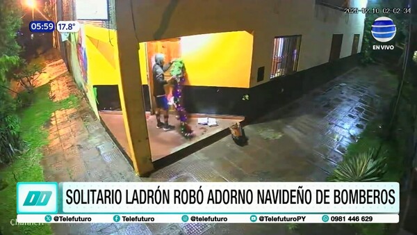 ¡Lamentable! Solitario ladrón roba adornos navideños de bomberos en Encarnación