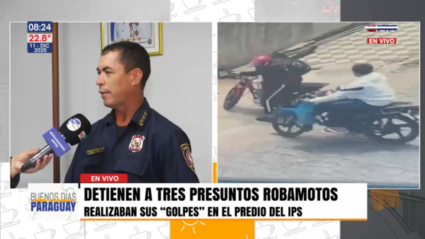 Tres detenidos por robos de motocicletas en el predio del IPS