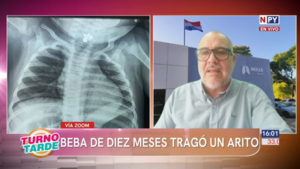 Extraen arito de la garganta de una bebé de 10 meses