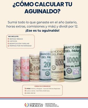 Ministerio de Trabajo explica cómo calcular de forma simple el aguinaldo