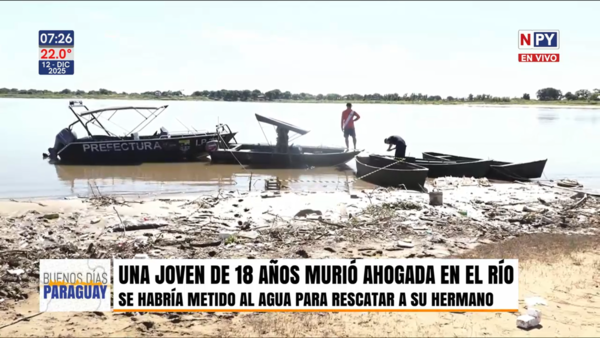 Una joven falleció ahogada en aguas del río Paraguay tras intentar rescatar a su hermano