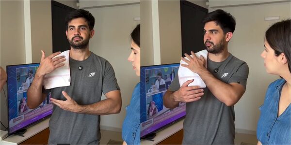 Popular / (VIDEO) ¡Conductor de TV aprende apúrope a cuidar de un bebé!