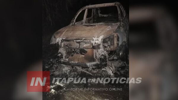 HALLAN VEHÍCULO EN LA VÍA PUBLICA TOTALMENTE INCINERADO EN SAN PEDRO DEL PARANÁ