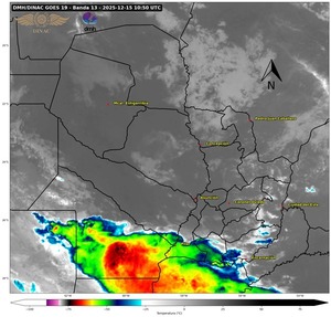 Alerta por tormentas severas en el sur de la Región Oriental