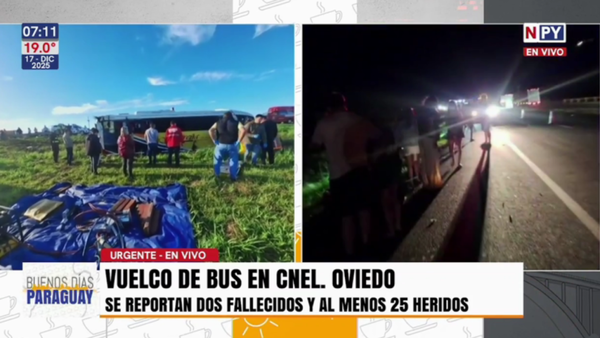 Dos fallecidos y más de 20 heridos tras vuelco de bus que regresaba de un viaje de egresados