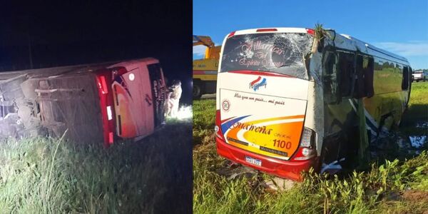 CAAGUAZÚ: DOS FALLECIDOS EN VUELCO DE ÓMNIBUS EN EL QUE VIAJABAN SECUNDARIOS DE LUQUE