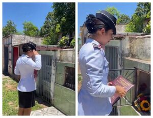 Popular / (VIDEO) Emotivo homenaje: nueva suboficial visitó la tumba de su padre