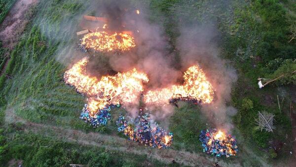 Incineración de histórica incautación de marihuana en Canindeyú