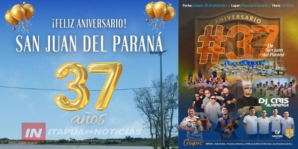 SAN JUAN DEL PARANÁ CONMEMORA SU 37° ANIVERSARIO CON OBRAS Y FESTEJOS